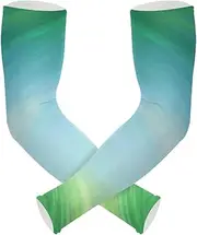 [Yoogain] UV Protection Arm Sleeves Men Light Blue Green Gradient Abstract Arm Sleeve Outdoor Sports & Outdoor Working Anti-Run cubre brazos, Light Blue Green Gradient Abstract