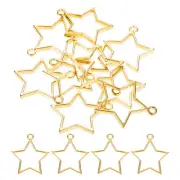 50Pcs Pentagram Alloy Open Back Bezel Pendants Resin Frame Gold Tone
