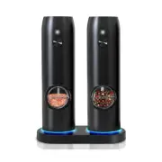 Rechargeable Electric Salt Pepper Grinder Set LED - Black - One size