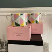 Kate Spade /Lenox GEO SPADE Collection 13oz WEEKEND MUG SET Soup Coffee Tea BNWB