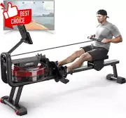 Foldable Water Rowing Machine for Home 136Kg Capacity Bluetooth iPad Holder