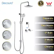 Decaura 9" Rain Shower Head Sliding Rail Set Hose with Shower Mixer Tap WELS