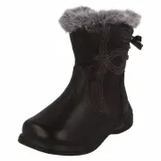 Girls Clarks Casual Faux Fur Trim Detailed Boots Ice Lace GTX