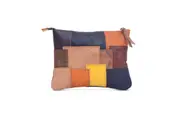 Genuine leather patchwork clutch, leather zipper clutch, tool pouch, leather clutch, leather zipper bag, leather travel bag, iPad case