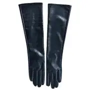 Rhafayre Women Long Leather Gloves Full Fingers Winter Elbow Opera Gloves black 50cm