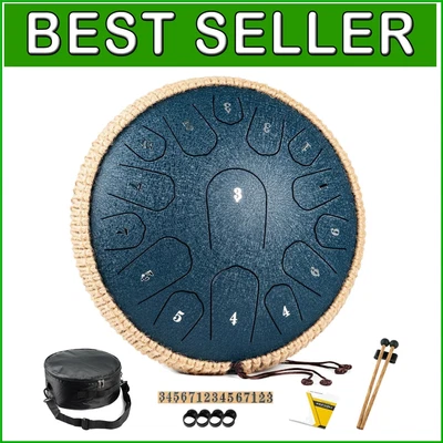 Elegant 15-Note D Major Steel Tongue Drum - Ideal Gift for Music Lovers
