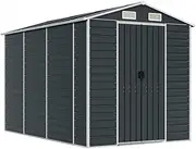 [vidaXL] Garden Shed, Outdoor Storage Shed with 4 Air Vents, Tool Shed for Lawn Garage Yard, Metal Garden Storage Unit, Anthracite Galvanised Steel