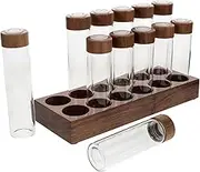 FONDOTIN Coffee Bean Display Stand Coffee Storage Holder Coffee Bean Tubes Coffee Bean Storage Tubes with Holder Wooden Coffee Bean Storage Coffee Storage Container Coffee Storage Tin Glass
