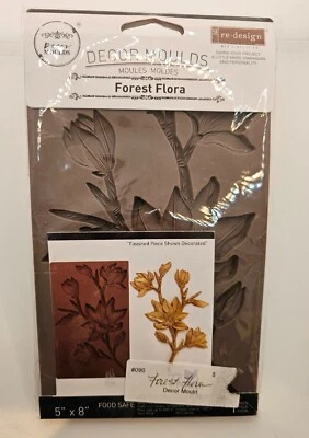 Decor Mould - Forest Flora 5" x 8" silicone food-safe, craft, clay, resin