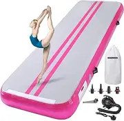 ROMELANDS Air Gymnastics Track Tumbling Mat,10ft/13ft/16ft, Inflatable Air Cushion Gymnastics Mat with Air Pump for Home, Gym, Cheerleading, Yoga, Dance & Water Fun (4 inches Thick)