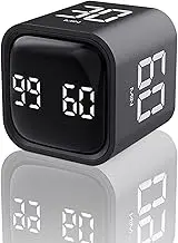 EooCoo Stylish Digital Timer, Creative Cube Rotation Timer 5/10/30/60 Minutes, Countdown Productivity Timer for Working Cooking Fitness Studying Teaching, Easy Use for Adults and Kids, Black