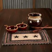 Placemat Colonial Star Jute Country 12x18 Rect Braided Table Decor VHC Brands