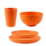 Wheat Straw Cutlery Set 4Pcs/Set Bowl Cup Dish Set Portable Tableware Set Dinner