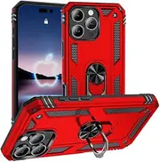 Magnetic Compatible with iPhone 11 Pro Max Case,Ring Stand,Heavy-Duty Military Grade Shockproof Phone Cover with Magnetic Car Mount,Red