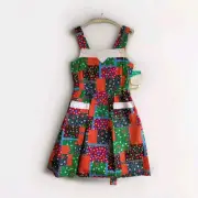 Vintage Dress Girls 11 Years Cotton Patchwork Pinnafore Side Ties Party Dress