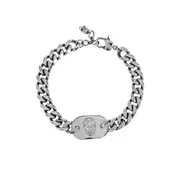 [Alexander Mcqueen] Alexander Mcqueen Skull-plaque Curb-chain Bracelet ONE SIZE SILVER