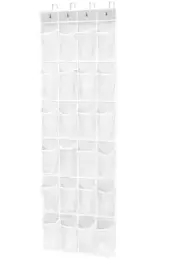 Over the Door Shoe Organizer with 24 Large Mesh Pockets, Hanging Shoe Storage...