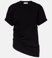 [Victoria Beckham] Victoria Beckham Gathered asymmetric cotton T-shirt AU 14 black