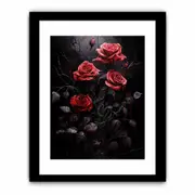 Black Roses Flower Framed print Art Poster