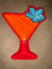DEI Dennis East Martini Margarita Luau Hibiscus Hawaii Fun Dip Chip Tray 12x11
