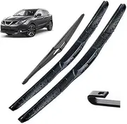 3Pcs Front Rear Windshield Wiper Blades Set Compatible with Nissan Qashqai J11 2018 2017 2016 2015 2014 2013 26"17"12"