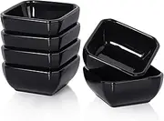 6 oz Ramekins - Ramekins for Creme Brulee- Delling Square Porcelain Ramekins Oven Safe, Souffle Dish Ramekins for Baking Souffle Ramekins Ramekins Bowls, Set of 6 Black