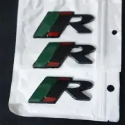 3x R Cyan Black Matte Metal Badge Decal Emblem Sticker Turbo Racing Type Edition (for: Ferrari)