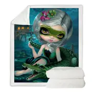 Cool Fantasy Art the Alligator Girl Throw Blanket
