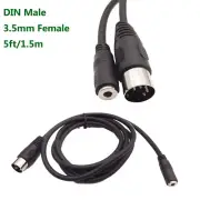 1pc Din MIDI 5 Pin Male to 3.5mm Stereo Female Socket Audio Connector Cable 1.5m