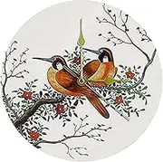 Wall Clock Chinese Painting Featuring Two Birds On The Tree Branch 12 Inch Quartz Battery Operated No Scale Round Clock Mechanism
