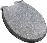 Toilet seat Glitter Toilet Seat with Soft Close Quick Release for Easy Clean, Oval Loo Seat with 360 Degree Adjustable Stainless Steel Hinge, Simple Top and Bottom Fixing(Silver)