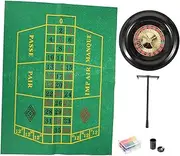 Roulette Sets 1 Set Russian Roulette 16 Inch Plastic Turntable Suit Game with Counting Cloth/Steel Balls/Rake/Chips/Playing Cards for Home Party Games