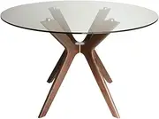 SK Designer Living Doreen Collection | Round Glass Dining Table | 120cm - Walnut