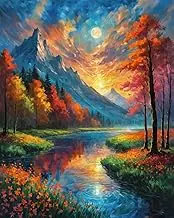 Paint by Numbers for Adults, Canvas DIY Acrylic Adult Paint by Number Kits Paintworks Sunset Artwork Wthout Frame, 16x20 Inch