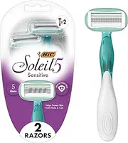 BIC Soleil Sensitive Advanced Women's Disposable with 5 Blade Razors, Flexible Blades and Moisture Strips, 2-Pack