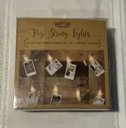 Ginger Ray CLIPS - Clear Clothes Pin Shimmer 20 LED STRING LIGHTS NIB