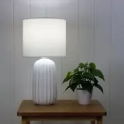 Oriel Lighting BENJY.25 Ceramic Table Lamp w Fabric Shade in White