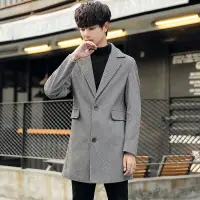 在飛比找樂天市場購物網優惠-風衣男春季韓版修身長版呢子外套新款潮流男士中長款毛呢大衣