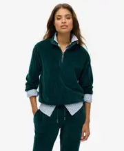 Velour Half Zip | Dark Pine Green
