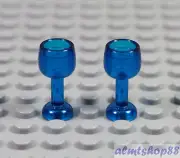 LEGO - 2x Trans Blue Goblets - Wine Drink Food Kitchen Minifigure Potion Bottle