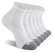 6 Pack Men's Athletic Ankle Socks Cushioned Sports Running Socks 7 9-12 White