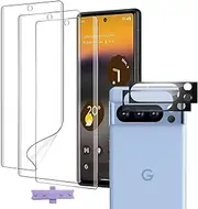[3+2] Google Pixel 8 Pro Screen Protector 3pcs TPU Film&2pcs Camera Lens Protector Tempered Glass,[Fingerprint Compatible] HD-Clear Ultra-Thin [Not Glass] Screen Protector for Pixel 8 Pro 6.7 Inch