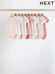 Pink/White 10 Pack Short Sleeve Baby Bodysuits (D16305) | $39 - $44