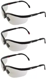 3 Pair/Pack Bullhead Picuda Indoor/Outdoor Safety Glasses Telescoping Sun Wrap