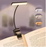 LED Book Reading Light Lamp Flexible Clip On Bed Desk Table (black)