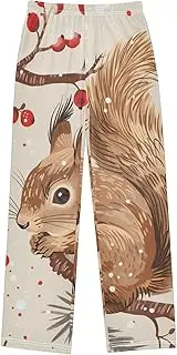 [ZZXXB] Squirrel Pine Tree Boys Long Pants Soft Trousers Elastic Waist Kids Lounge Bottoms with Pockets S-XL