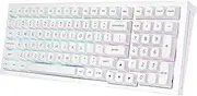 Redragon K723 Creamy Mechanical Gaming Keyboard Wireless, Hot Swappable Pre-lubed Linear Switches, Gasket Design, Tri-Mode BT5.0/2.4GHz/USB-C, RGB Backlit Custom Keyboard for PC/Mac/PS/Xbox, White