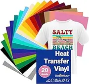 TECKWRAP HTV Heat Transfer Vinyl Bundle: 20 Sheets 12"x10" Iron on Vinyl Pack for T-Shirts, 20 Assorted Colors Heat Press Vinyl for Most Craft Cutter Machine & Fabric Designs