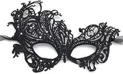 iMapo Masquerade Mask with White Rhinestones, Halloween Mardi Gras Masks for Women Lady, Christmas Cosplay Venetian Party Prom Ball Lace Eye Masks - Phoenix (Black)
