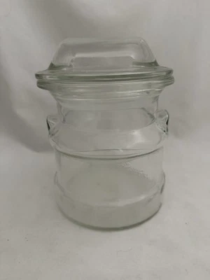 VTG Clear Textured Glass Apothecary Cookie Jar Farm Cottage